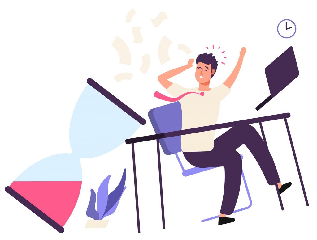vector image of man looking frazzled and stressed